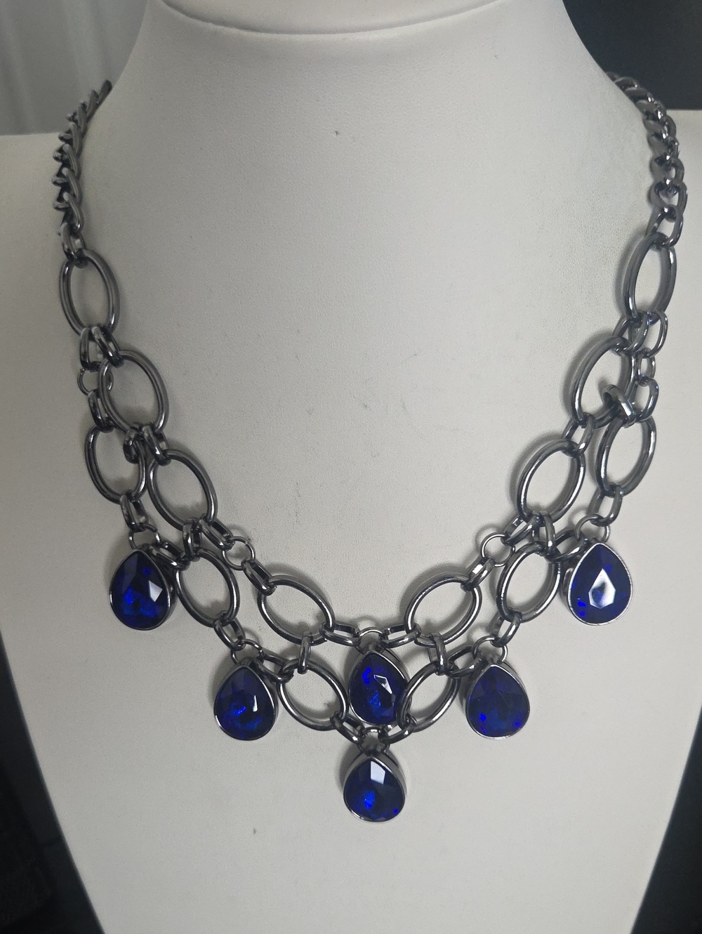 Paparazzi Blue Gem Gun Metal Necklace NWT